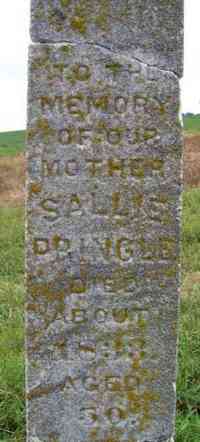 Sarah "Sallie" KELLOGG - Grave  Inscription: TO THE MEMORY OF OUR MOTHER SALLIE PRINGLE DIED ABOUT 1833 AGED 50.