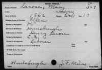 Mary Ella LAROSE - Birth Vermont, Vital Records, 1760-1954