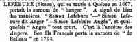 Simon LEFEBVRE dit ANGERS - page 118 Title	Bulletin des recherches historiques, Volumes 13-15 Authors	Québec (Province) Archives, Société des études historiques (Québec) Publi