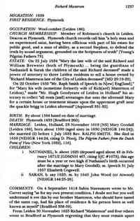 Richard MASTERSON - The Great Migration Begins: Immigrants to New England 1620-1633, Volumes I-III. (Online database: AmericanAncestors.org, New England Historic Genealog