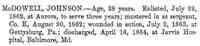 Johnson MCDOWELL - One Hundred and Eleventh Infantry  http://dmna.ny.gov/historic/reghist/civil/rosters/ Infantry/111th_Infantry_CW_Roster.pdf