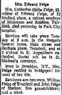 Catherine E MELIA - January 23, 1977 Obituary Bridgeport Sunday Post