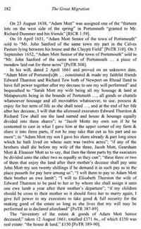 Adam MOTT - Great Migration 1634-1635, M-P. (Online database. AmericanAncestors.org. New England Historic Genealogical Society, 2010.) Originally published as: Th