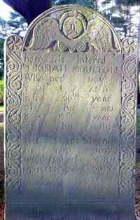 Josiah MOULTON - Grave  Here is interred Den Josiah Moulton, who Dest Novbr ye 21st, 1776, in ye 90th year of his age & 57th year of his offis. The swett rememn