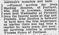 Dora Harding MOULTON - The Lewiston Daily Sun Lewiston, Maine October 15, 1931