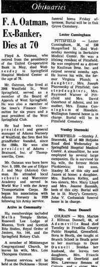 Floyd Adams OATMAN - The Springfield Union Springfield, Massachusetts Thursday, October 15, 1970 