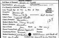 Sarah Flavie PERROTTE (PARROTT) - Vermont State Archives and Records Administration; Montpelier, Vermont; Vermont Death Records, 1909-2008