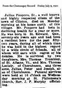 Julien (Julius) POUPART (POUPORE) - Obituary