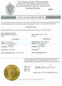 Elizabeth M PRATT - Birth Certificate