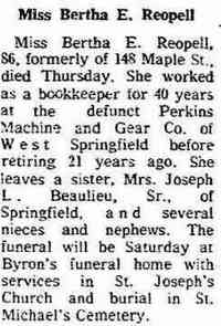 Bertha REOPELL - Obituary