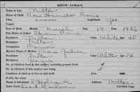 Rose Harriet ROWE - Birth Vermont, Vital Records, 1760-1954