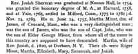Josiah SHERMAN - Biography  Ancestry.com. North America, Family Histories, 1500-2000 [database on-line]. Provo, UT, USA: Ancestry.com Operations, Inc., 2016., page 8