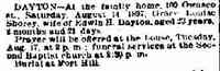 Grace Louise Augusta SHOREY - The Auburn Bulletin Auburn, New York Monday, August 16, 1897