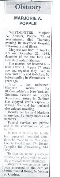 Majorie Alice SHUSTER - Obituary