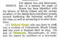 Richard SISSON - New England Families, Genealogical and Memorial: A Record of the Achievements of Her People in the Making of Commonwealths and the Founding of a Natio