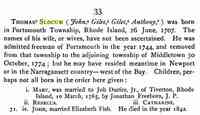 Thomas SLOCUM - Title	A short history of the Slocums, Slocumbs and Slocombs of America: genealogical and biographical embracing eleven generations of the first-named 