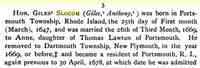 Giles SLOCUM - Title	A short history of the Slocums, Slocumbs and Slocombs of America: genealogical and biographical embracing eleven generations of the first-named 
