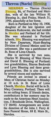Theresa STACIA RUTKOWSKI - Record Journal Meriden, Connecticut Saturday, April 1, 1995