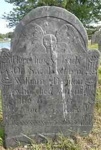 Sarah STANTON - Grave  Inscription: Here lies ye body  Of Sarah wife of William Denison who died August  the 6th 1713 Aged 59 years.