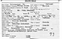 John SWEENEY - Vermont State Archives and Records Administration; Montpelier, Vermont; Vermont Death Records, 1909-2008