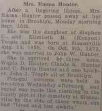 Emma Brown TEEPLE - Obituary Cobleskill Times, Cobleskill, New York, September 25, 1919