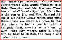 Eleanor May THEINERT - 1914 Wedding (part 2) Date: May 10, 1914 Location: Colorado Paper: Gazette-Telegraph