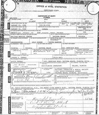 Joseph Zabulin THOMAS - Death Certificate