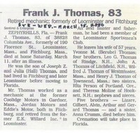 Joseph François (Frank) THOMAS - Obituary