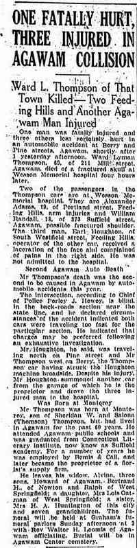 Ward Lyman THOMPSON - The Springfield Daily Republican Springfield, Massachusetts October 8, 1938