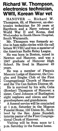 Richard Ward THOMPSON - Obituary