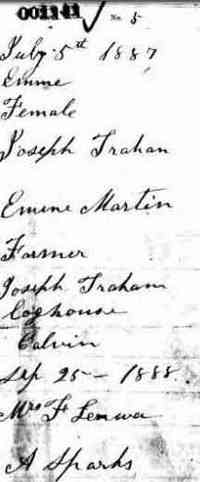 Amié Emmet TRAHAN - Name: Emme Trahan Date of Birth: 5 Jul 1887 Gender: Female Birth County or District: Algoma Fathers Name: Joseph Trahan Mothers name: Emine Mar