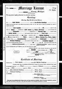 Mary Nelida TREMBLAY - Marriage License  Ancestry.com. Michigan, Marriage Records, 1867-1952 [database on-line]. Provo, UT, USA: Ancestry.com Operations, Inc., 2015.