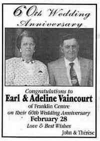 Earl VAINCOURT - 60th Wedding Anniversary February 28, 2000