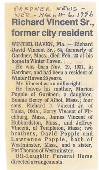 Richard David VINCENT - Obituary