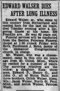 Edward John WALSER - Obituary