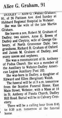 Alice G WALSH - Worcester Telegram Worcester, Massachusetts Tuesday, March 15, 1988