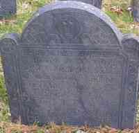 Mary WHEELER - Grave  Inscription: HERE LIES BURIED ye BODY OF ye WIDOW MARY MERIAM RELICT OF DEACON JOHN MERIAM WHO DECd DECEMBR ye 26th A D 1747 IN ye 75