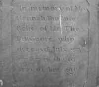 Hannah WHITTAKER - Grave  Inscription: In memory of Mrs Hannah Dinsmore Relict of Mr Thos Dinsmore who deceased July 23 1767 In the 61 Year of age