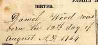 Daniel WOOD - Birth as recorded in family bible